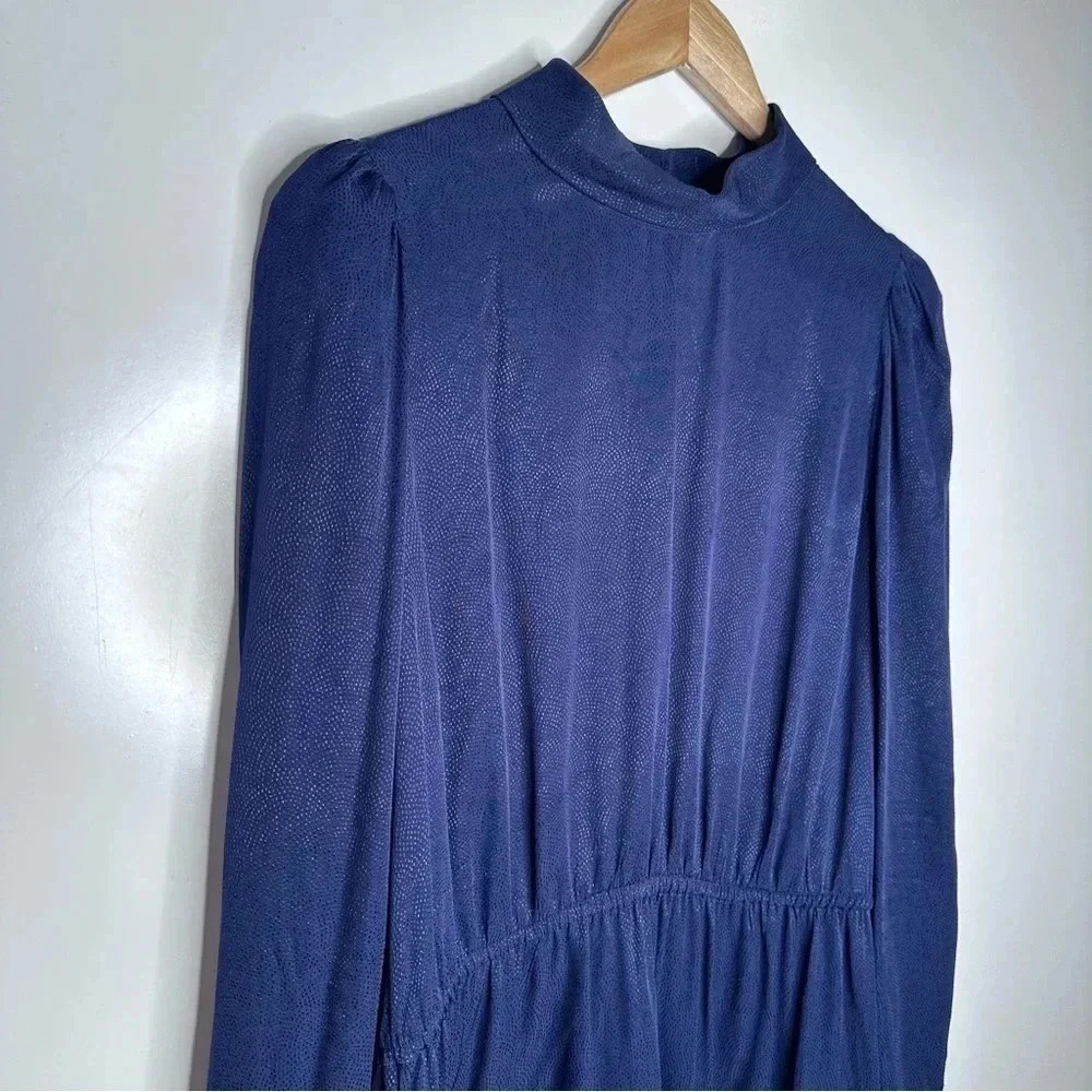 & Other Stories Navy Long Sleeve High Neck Dress Size 12 - Picture 10 of 10